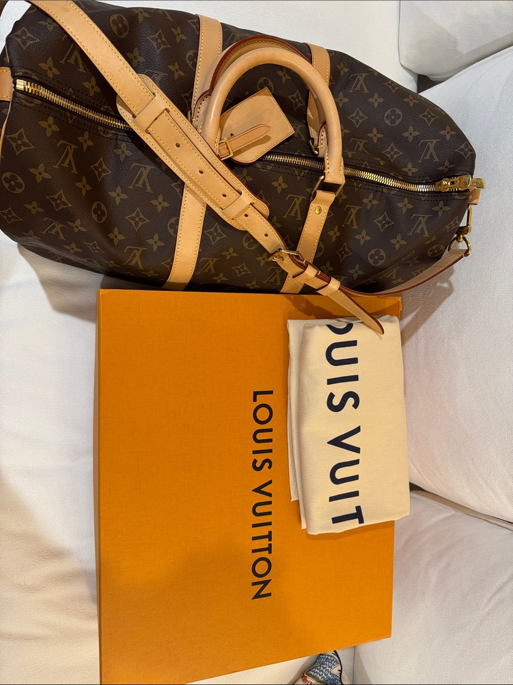 Louis Vuitton Monogram Keepall Bandoulière 50 with Natural Vachetta Trim - Picture 2 of 8